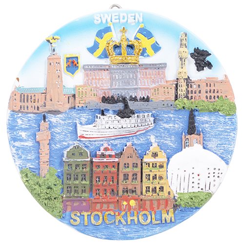 Tallrik, Stockholm Flagga krona, old town 10 cm