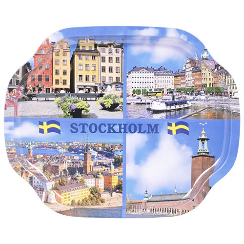 Plåtbricka Stockholm collage 19x15 cm