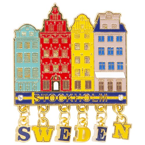 Magnet guld, Stockholm, old town husen, berlocker Sweden