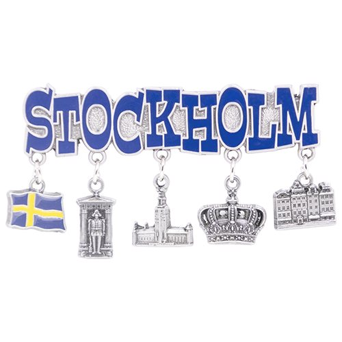 Magnet Stockholm m. berlocker (blå)