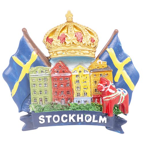 Magnet Krona och Flaggor, Gamla Stan Stockholm