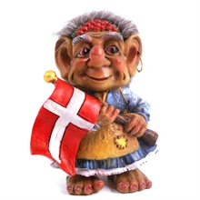 Trolla med Danmarkflagga, 9cm